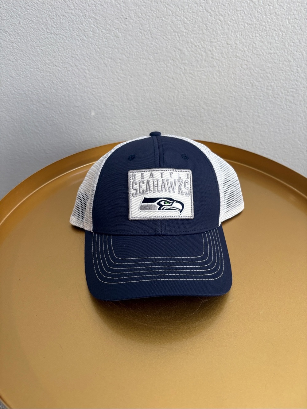 Seattle Seahawks Navy and White Trucker Hat